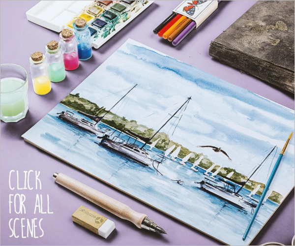 Watercolor Sketch Mockup Free Psd Designs