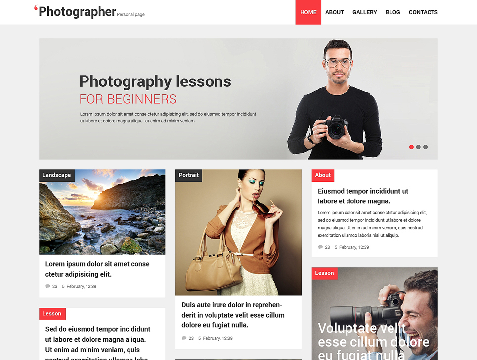 Photographer Portfolio Responsive WordPress Theme