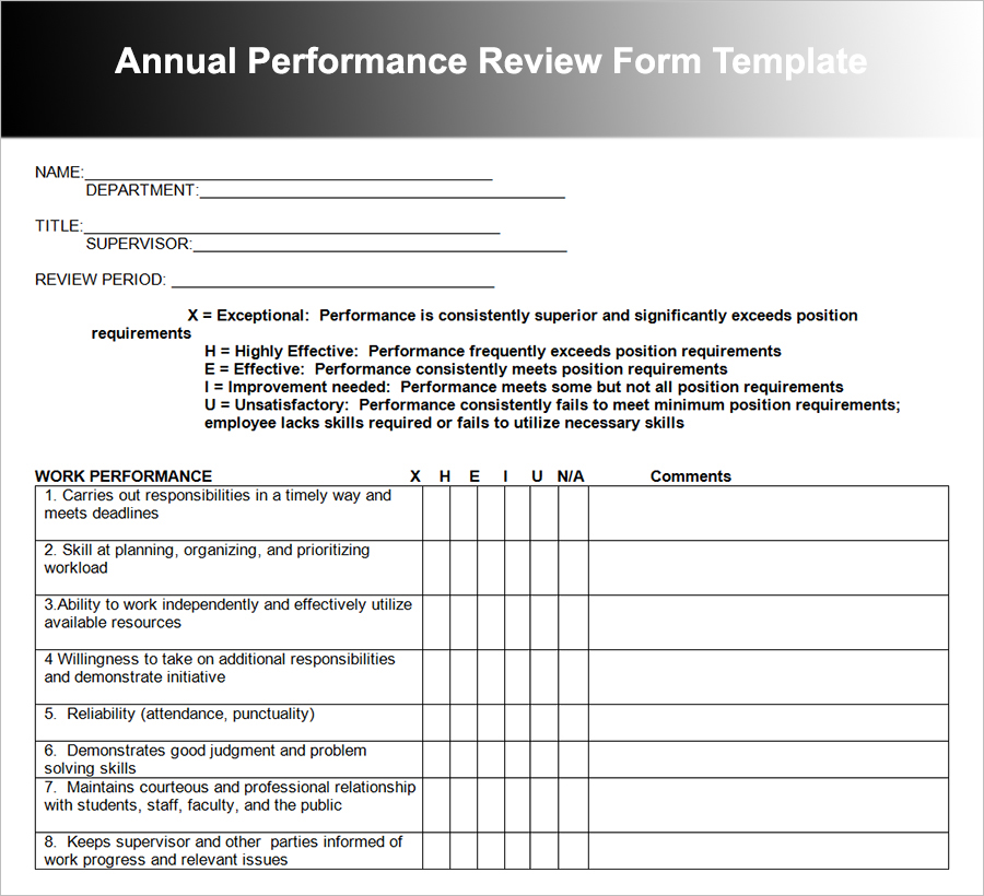 Annual Review For Employee Template