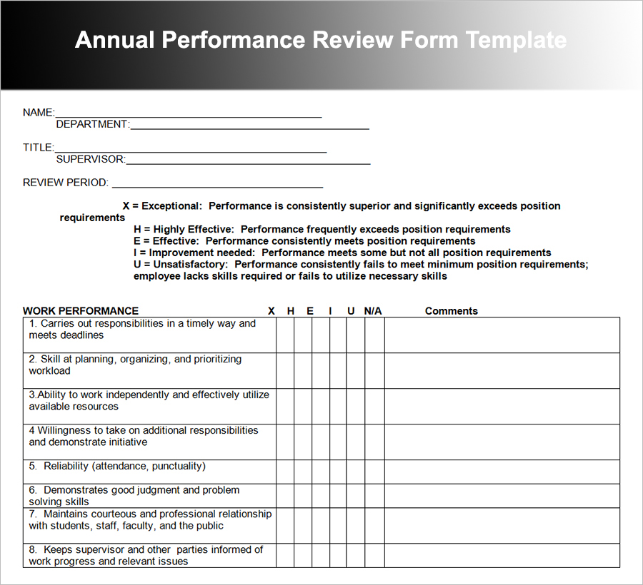 Performance Appraisal Sample Performance Review Template PDF Template