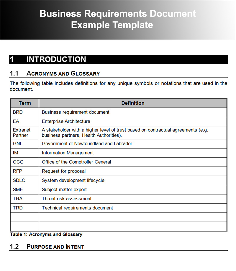 Business Requirements Document Example Template