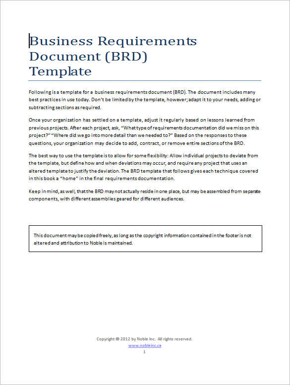 Business Requirements Document Template Pdf