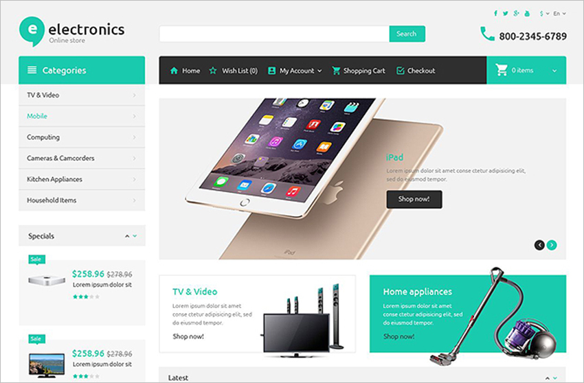 Electronics Multi Store OpenCart Template