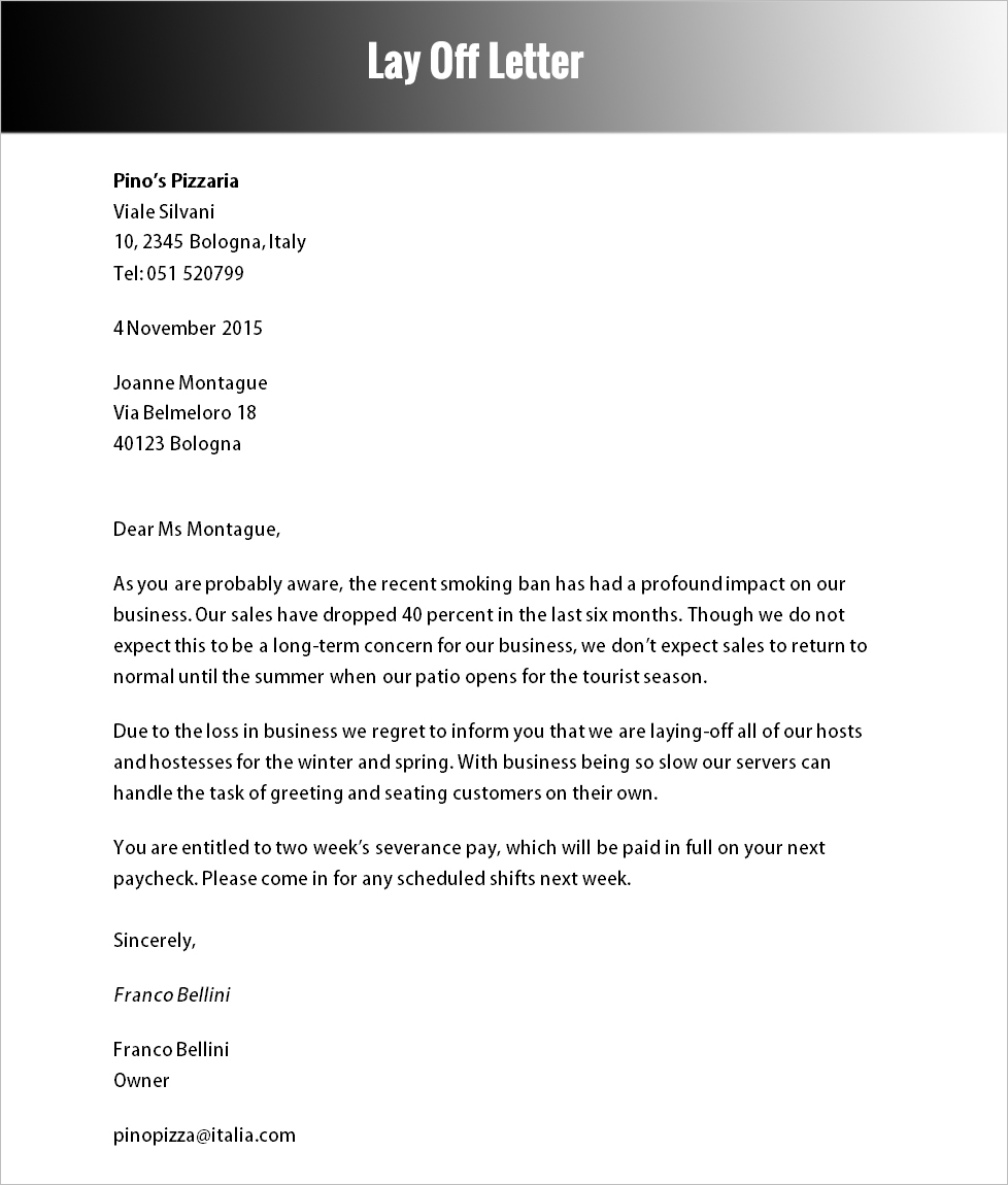 Laid Off Letter Template
