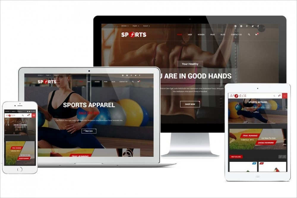  Fully Responsive Sports Apparel Stote PrestaShop Template