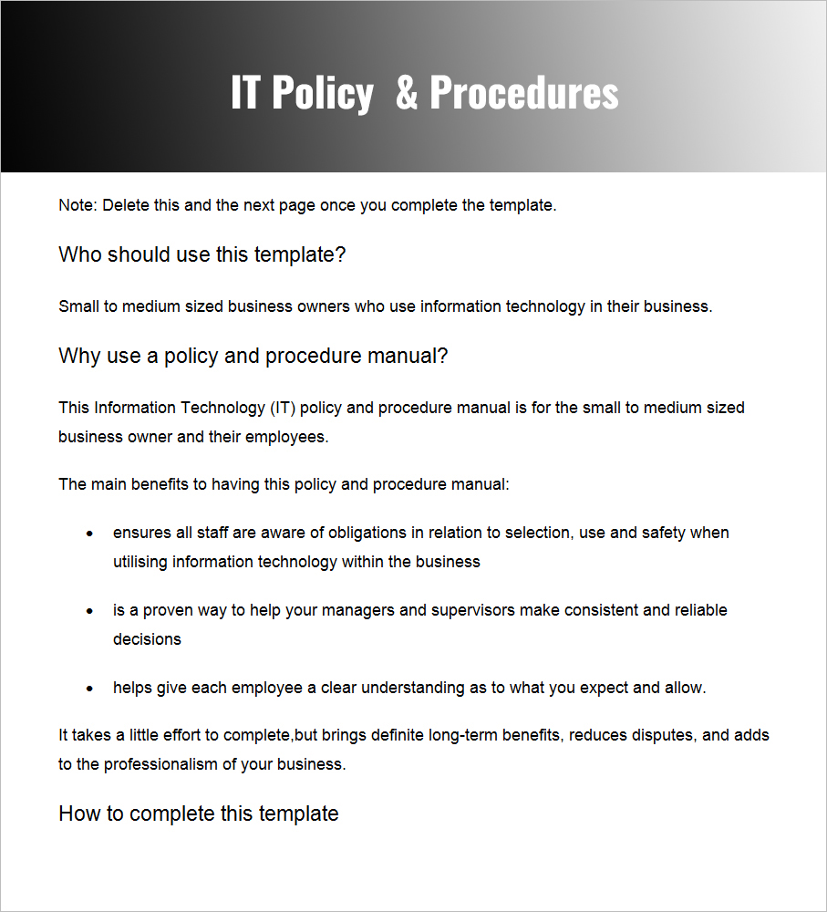 Policies And Procedures Template Word