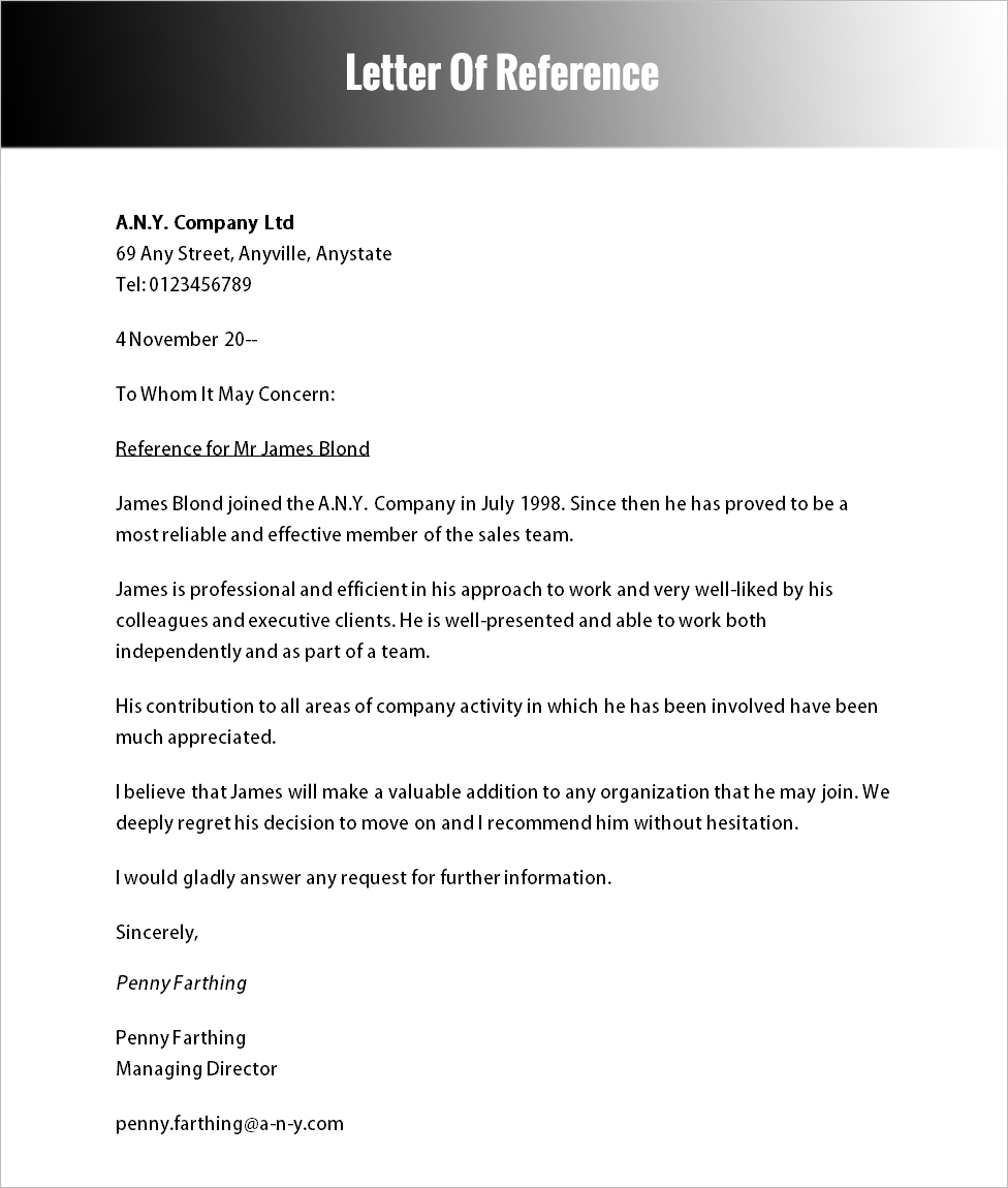 Letter Of Reference