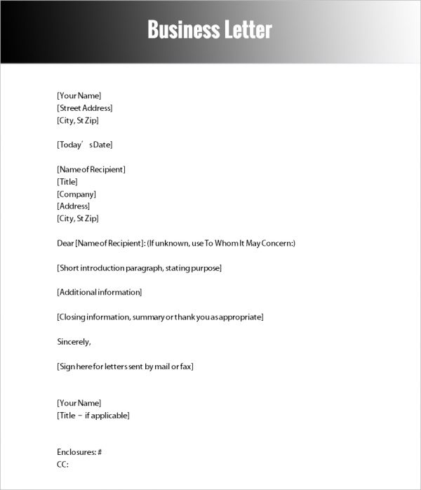 Simple Business Letter Template Word