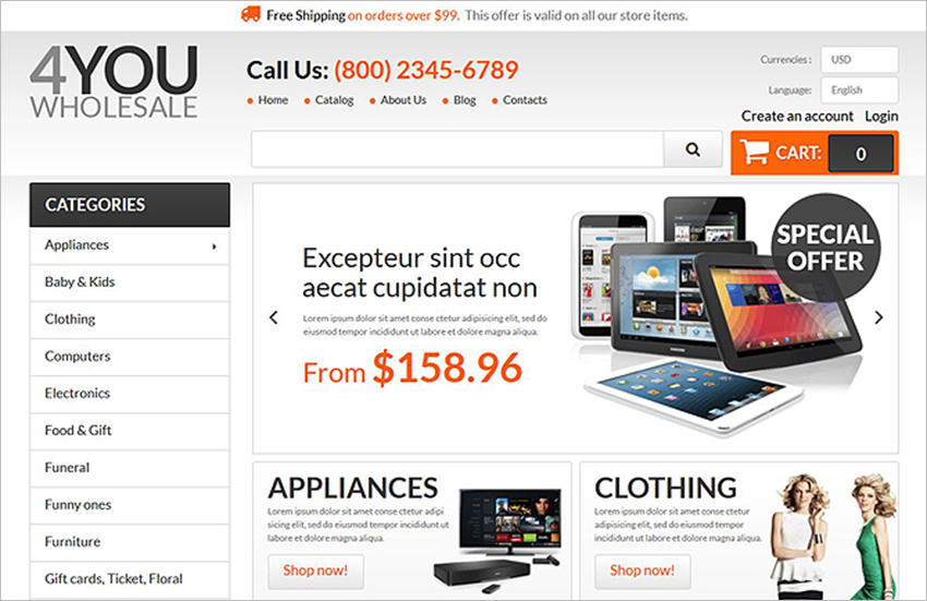 Online Wholesale StorePrestaShop Theme
