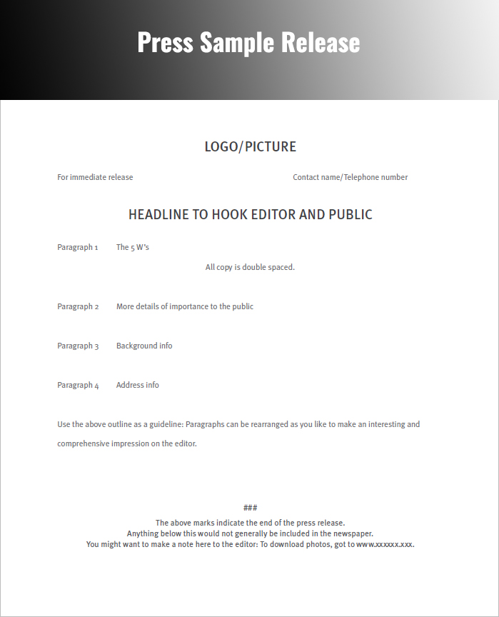 press release sample pdf