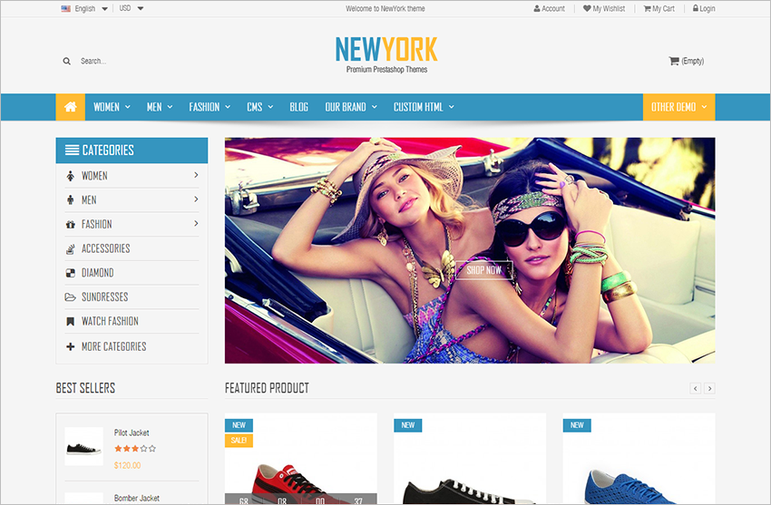 Prestashop Theme Fashion Store With Mega Menu