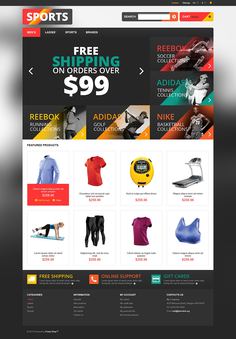 Responsive Sports Store PrestaShop Theme