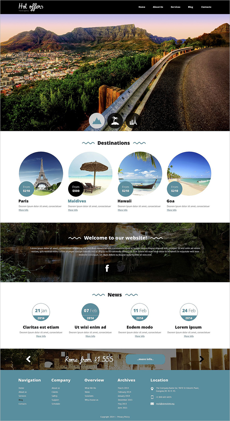 Responsive Travel Agency Drupal Template