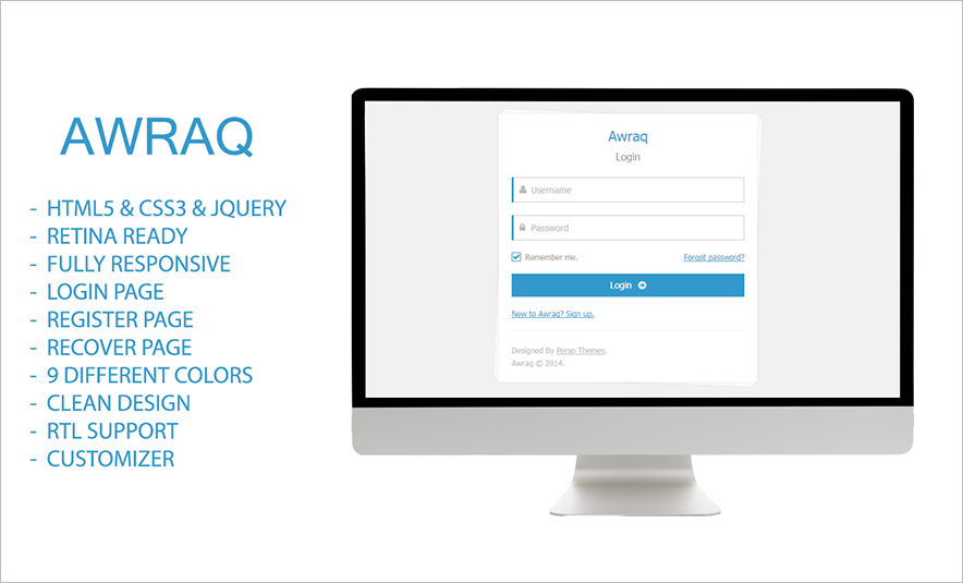Responsive and Retina Ready HTML Login Page