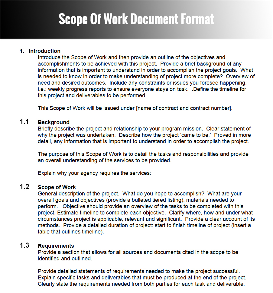 10+ Scope Of Work Templates Free Word, PDF, Excel, Doc Formats