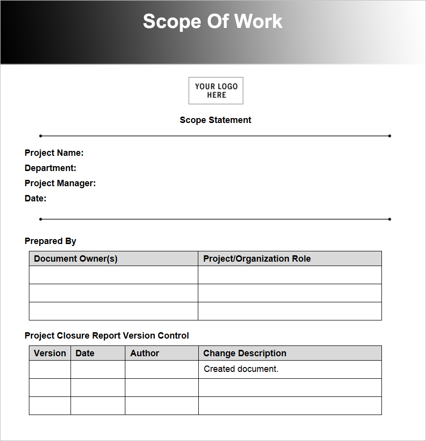 10 Scope Of Work Templates Free Word PDF Excel Doc Formats