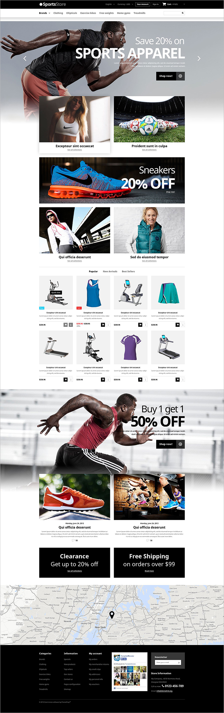 Sports Clothes Equipment PrestaShop Theme