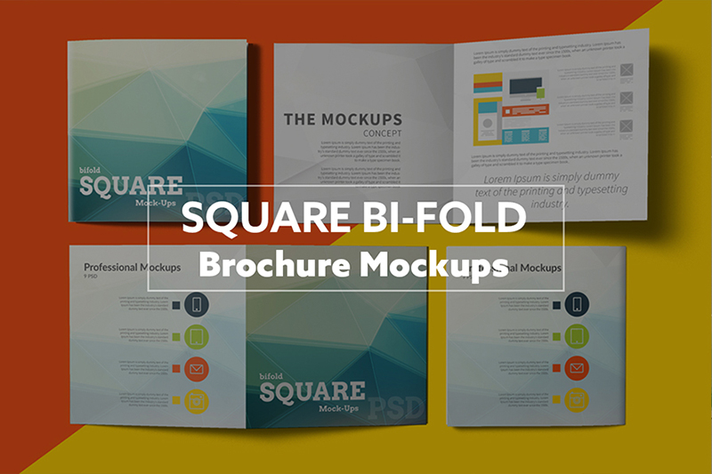 Square Bi-Fold Brochure Mockups