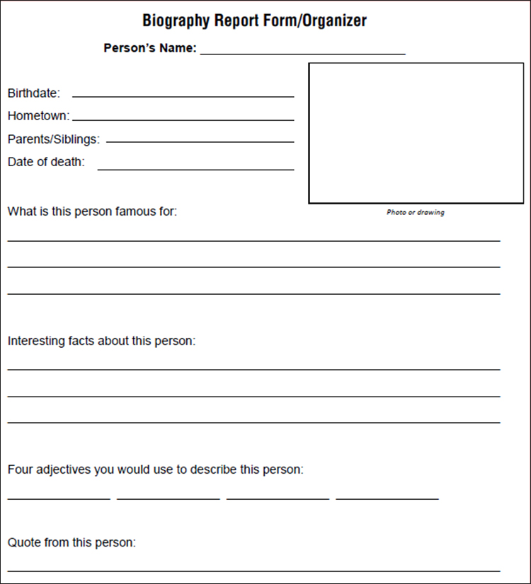 Biography Template For Students Pdf