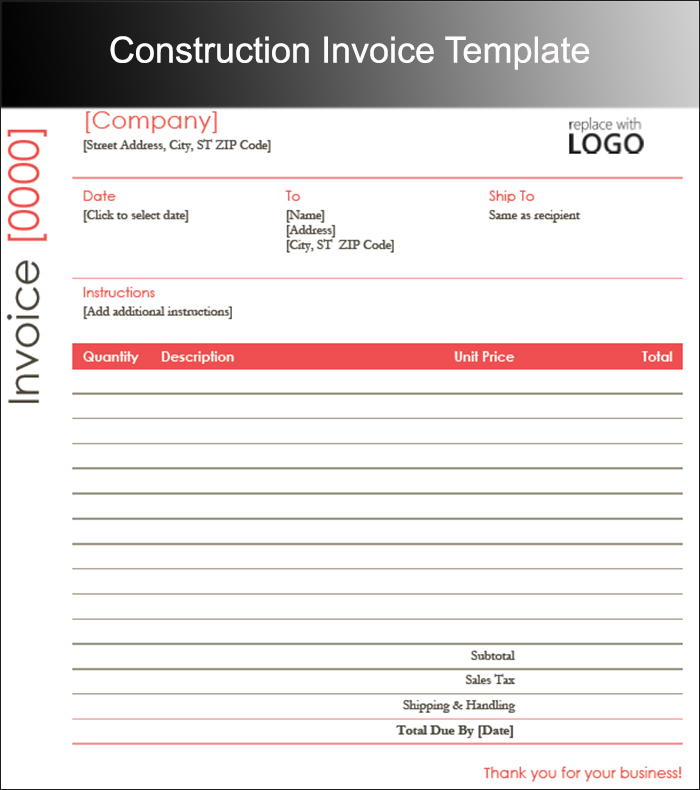 Construction Invoice Template