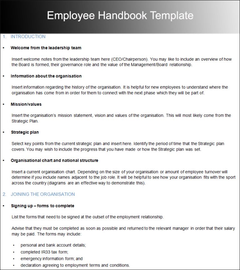 10 Employee Handbook Templates Free Word PDF Doc Samples