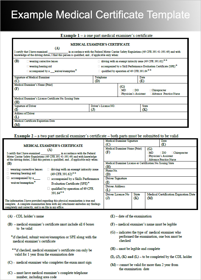 Example Medical Certificate Template