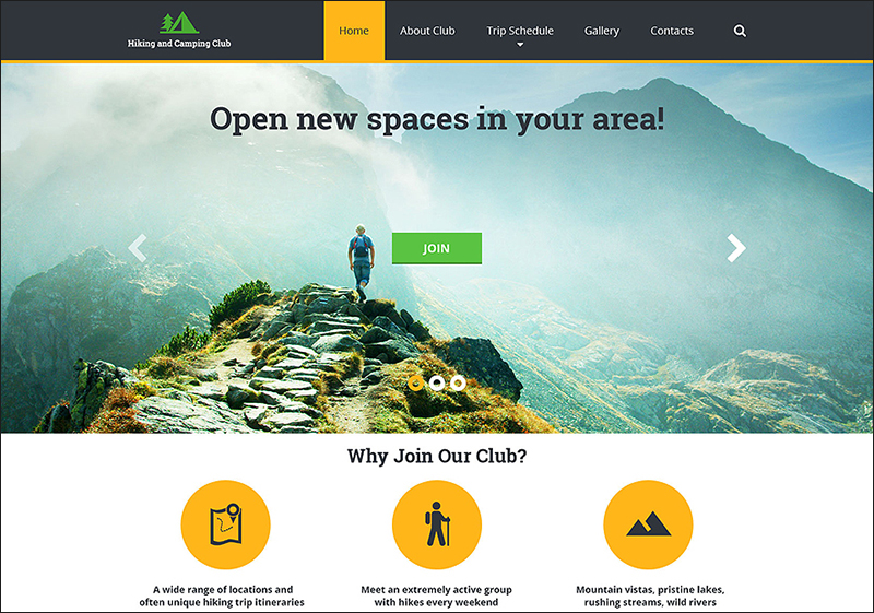 Hiking HTML Parallax Website Template