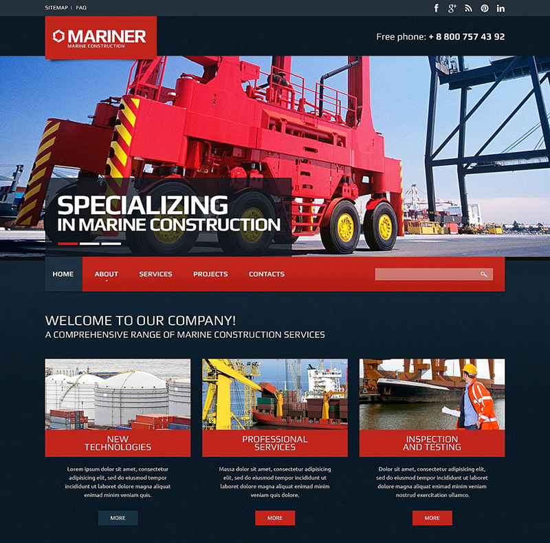 Marine Construction Website Template