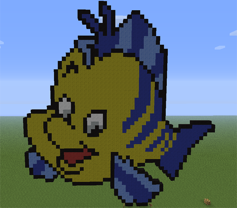 Minecraft Pixel Art Fish Guy From Little Mermaid.