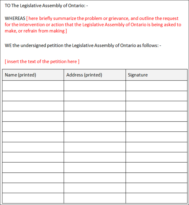 Printable Petition Form Printable Forms Free Online