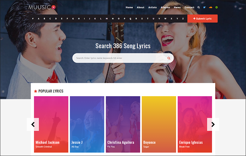 Song Lyrics WordPress Theme