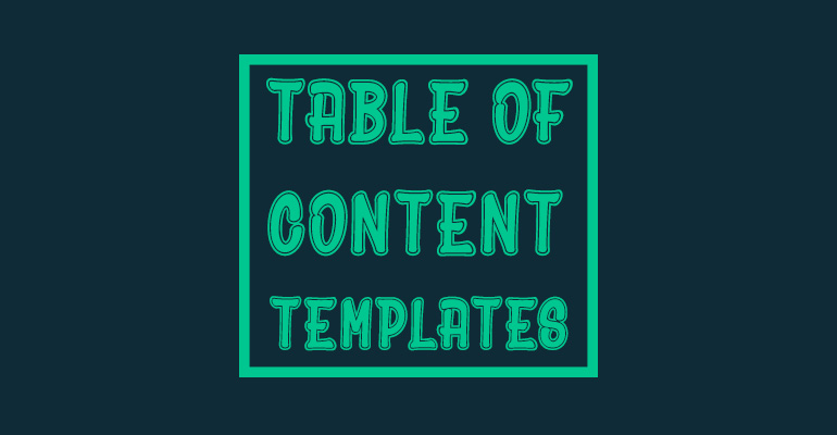 Table Of Contents Templates