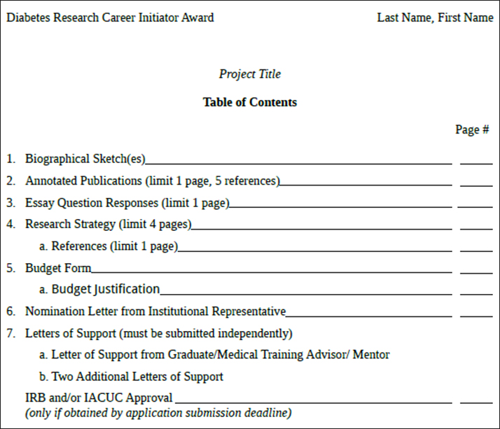 Table Of Contents Template PDF