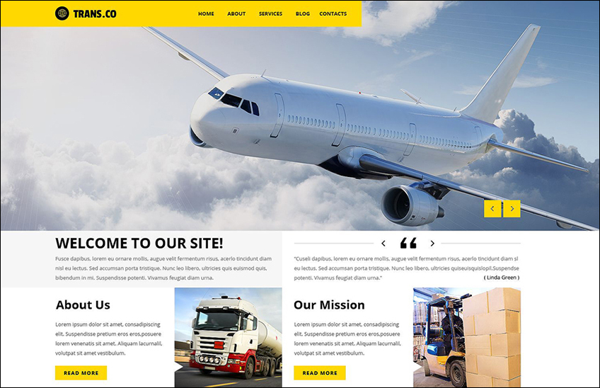 Transportation Editable WordPress Theme