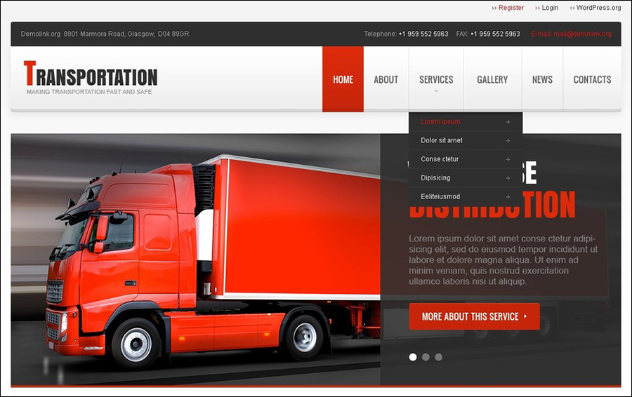 Transportation Responsive WordPress Theme