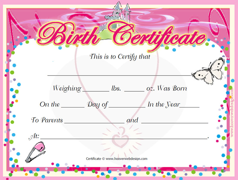 Birth Certificate Template Sample
