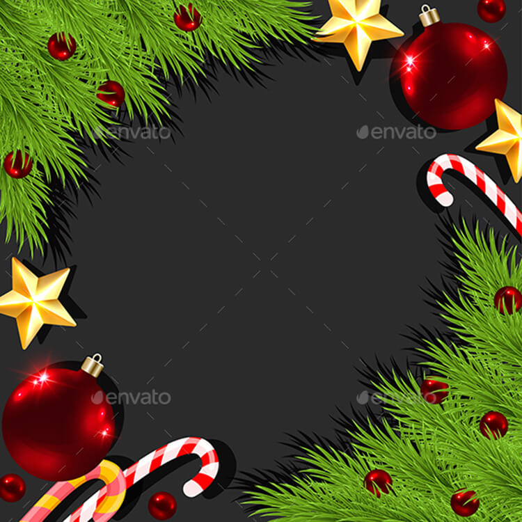 Christmas Decorations On Black Background