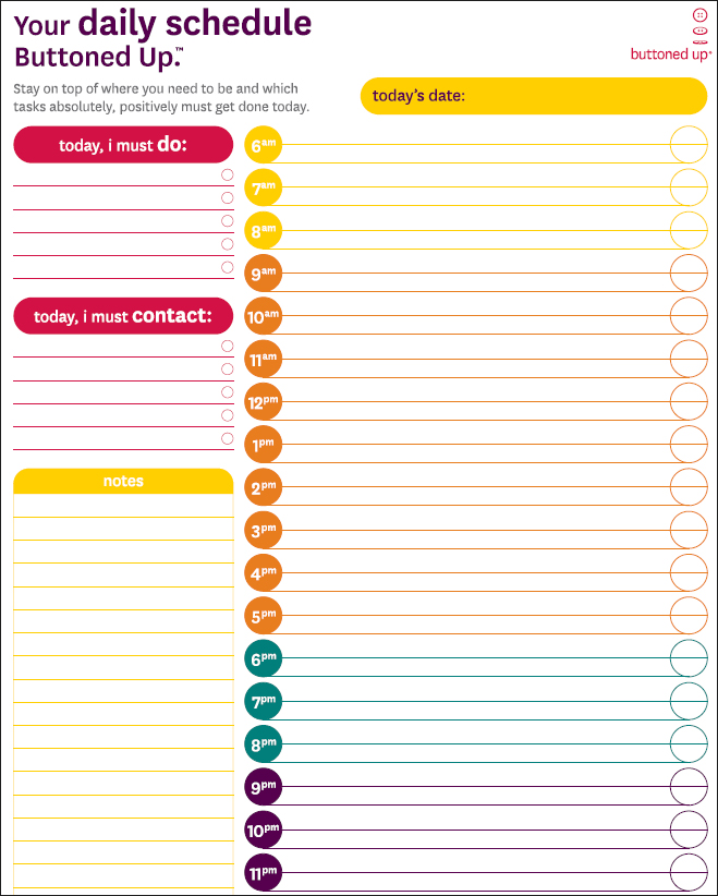 daily schedule template excel