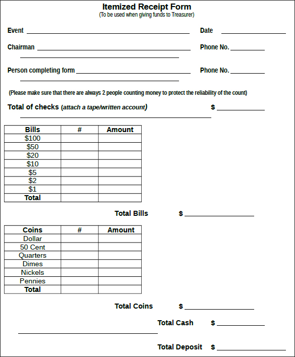 12 Printable Receipt Templates Free Word Excel PDF Formats