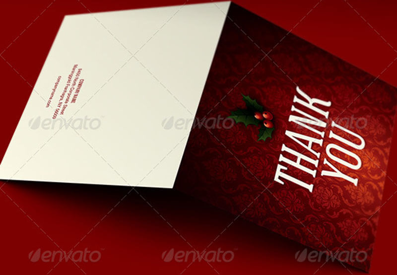 Ornate Christmas Thank You Card Template