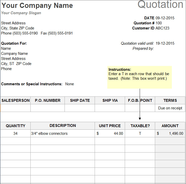 Price Quotation Template