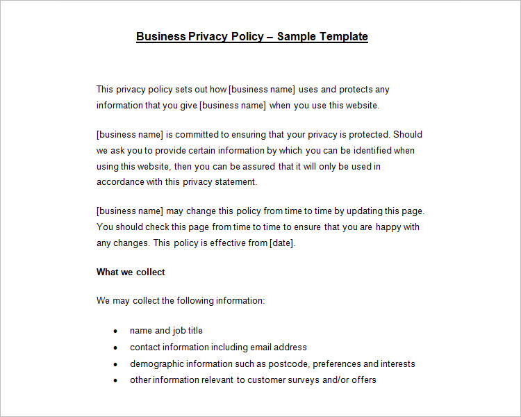php agency privacy policy