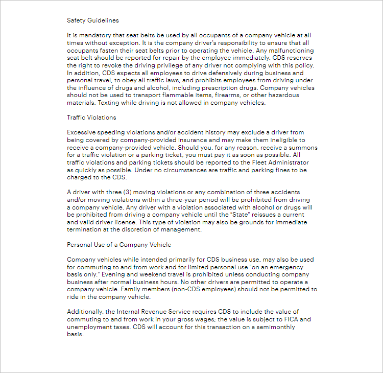 Privacy Policy Template For Vehicle