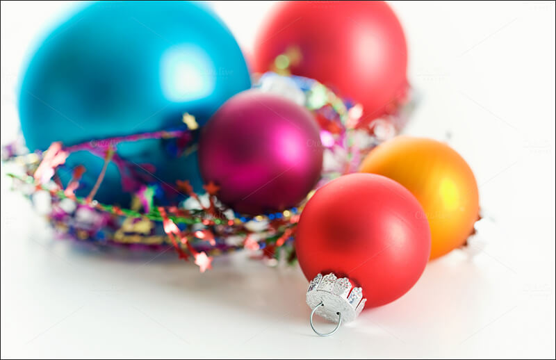 Xmas Ornaments On White