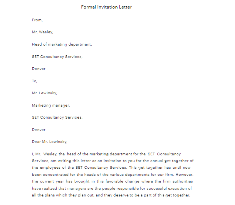 Company Formal Letter Template
