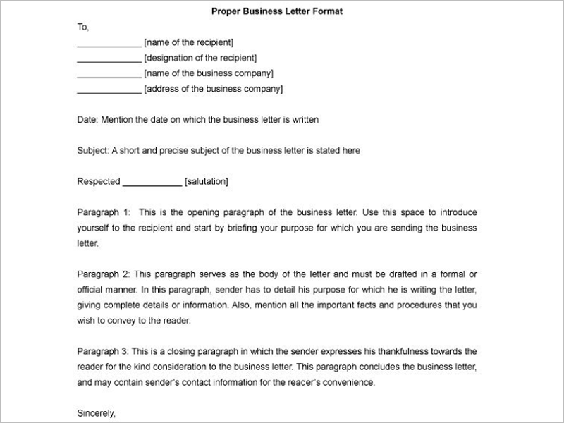 Sample Business Letter Format