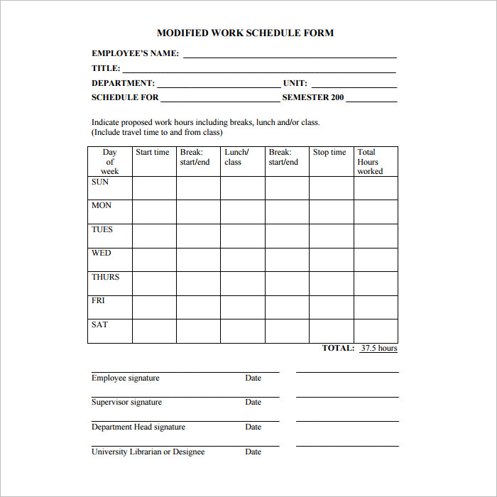 Employee Work Schedule Template Pdf