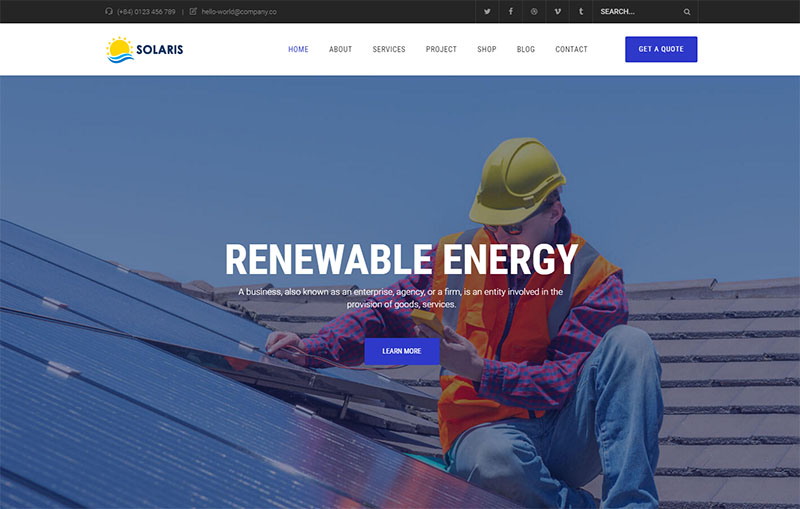 olar Environmental Energy WordPress Theme