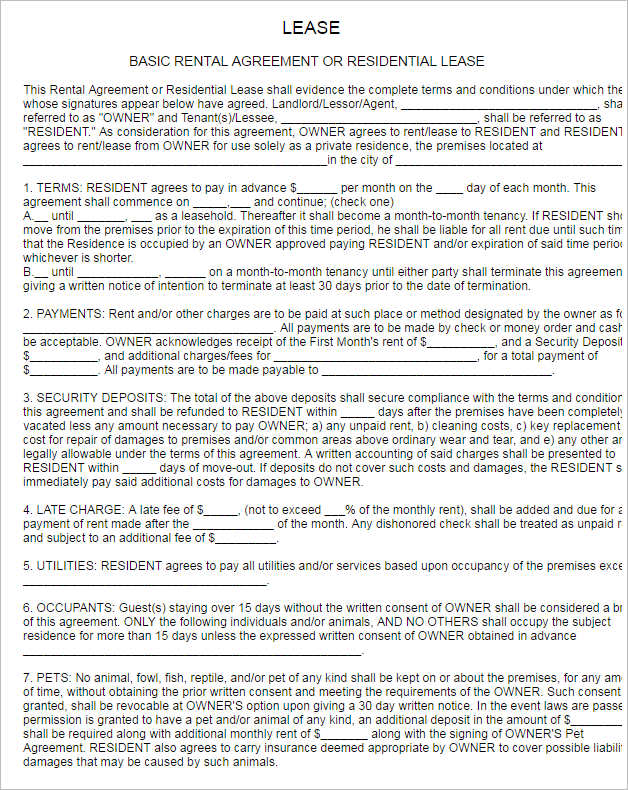  Lease Agreement With Utilities Included Template PDF Template