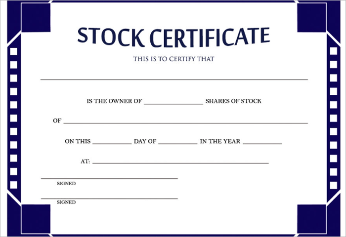 Basic Stock Certificate Format